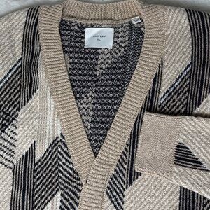 Billy Reid Abstract Jacquard Alpaca Cardigan Sweater Men XXL Geometric Neutral